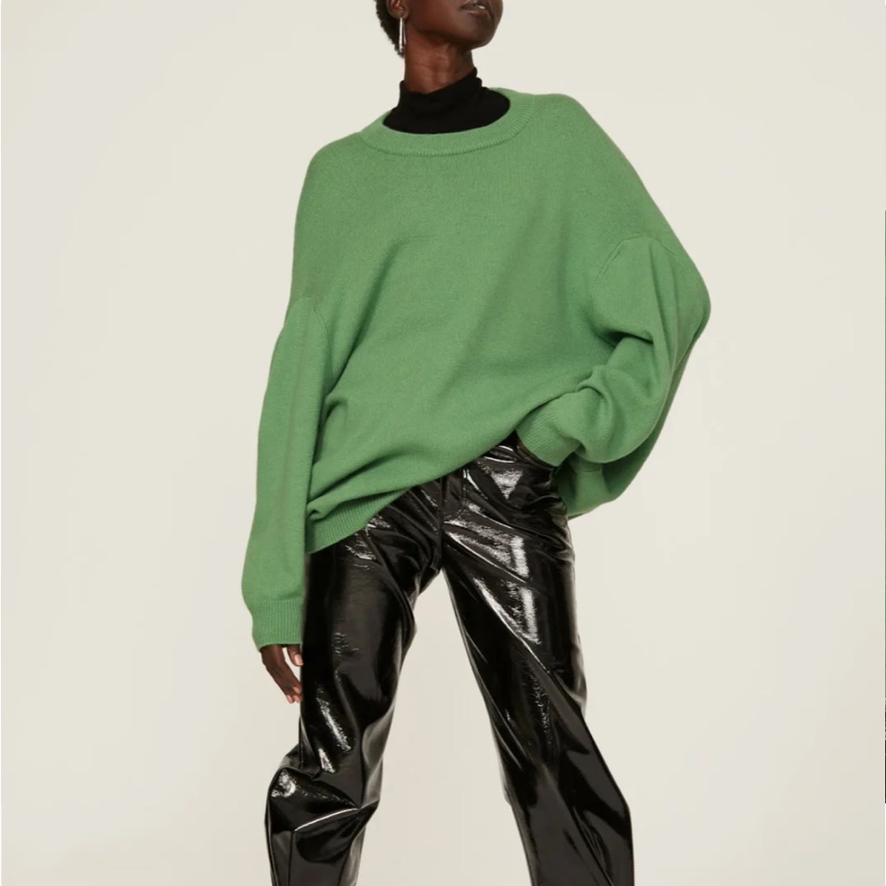 Tibi Lush Green Crew Neck Sweater